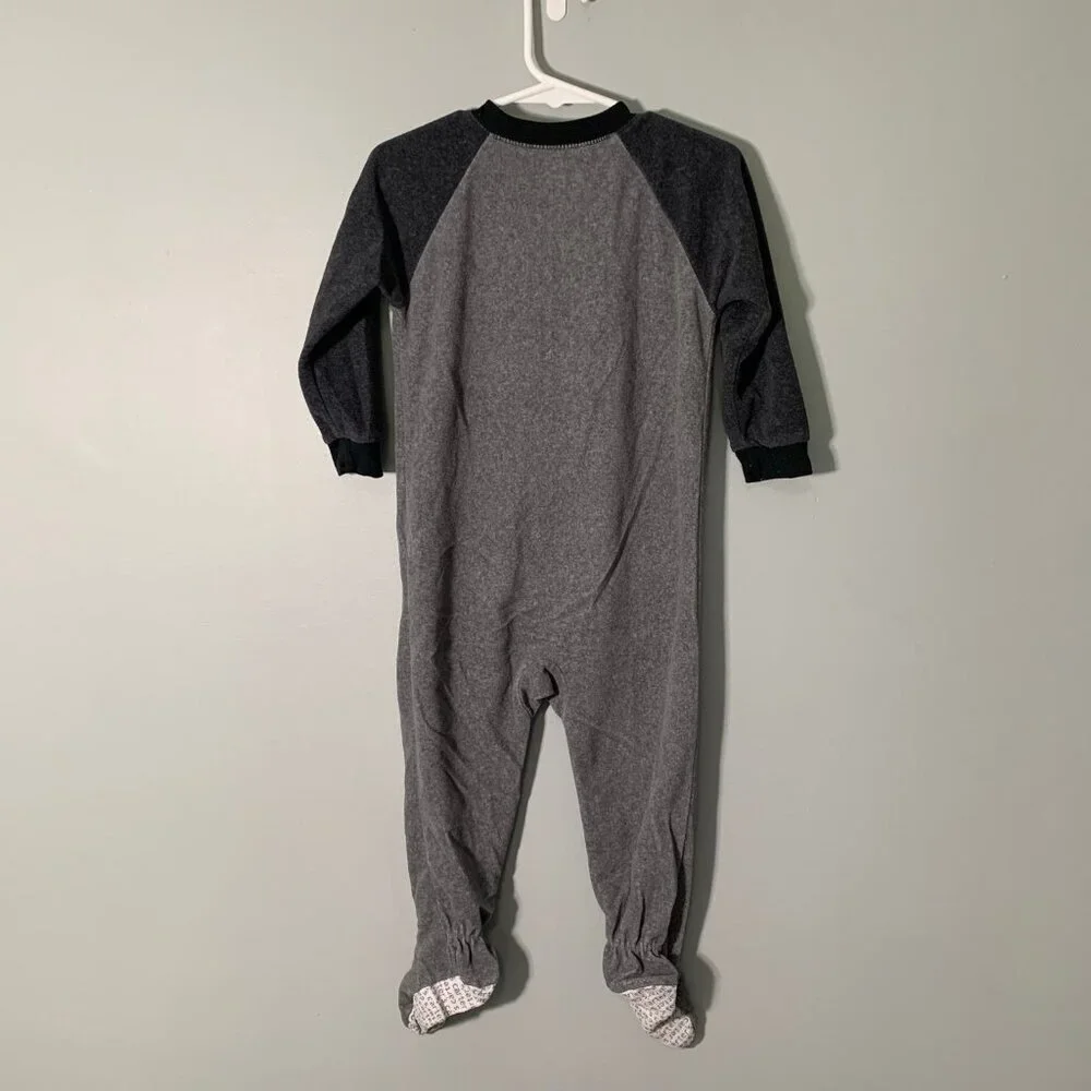 5/$25 Carter's Toddler Boys Gray‎ Fleece Dog Face Footed Pajamas Sleeper 2T